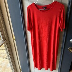 Eileen fisher orange short sleeve baggy dress with bottom slits beachy summer